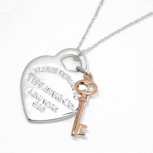 Tiffany & Co 💯% Auth RARE Return Heart Tag & Rubedo Key Necklace w/Pouch✨EUC✨ - Picture 2 of 7